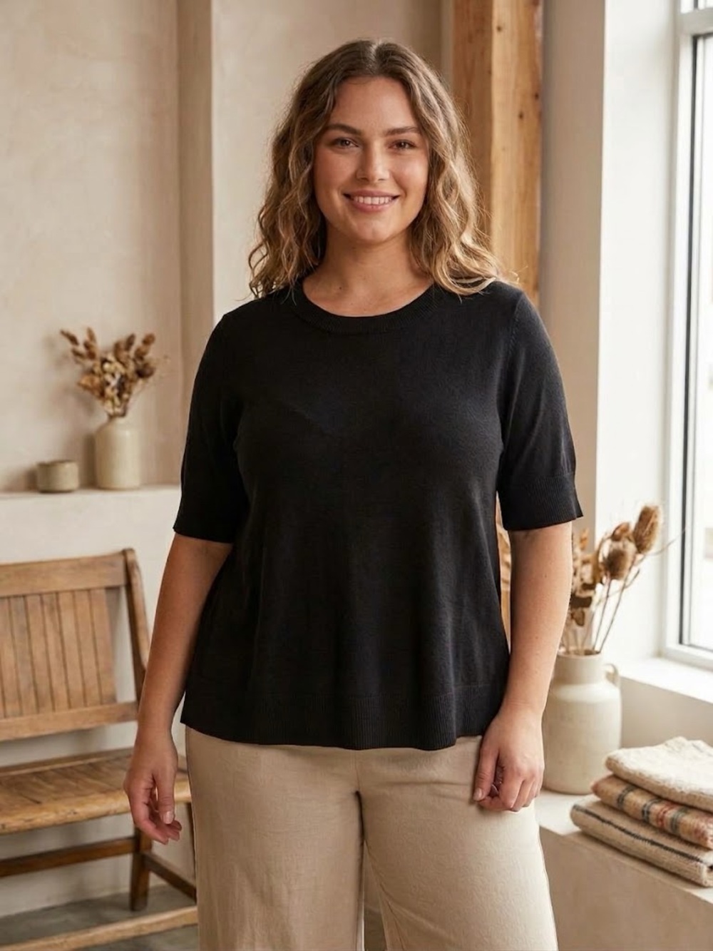 Black Short Sleeve Top